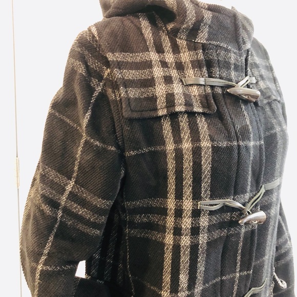 Burberry London Plaid Checkered Hooded Wool Duffle Coat - Picture 4 of 10